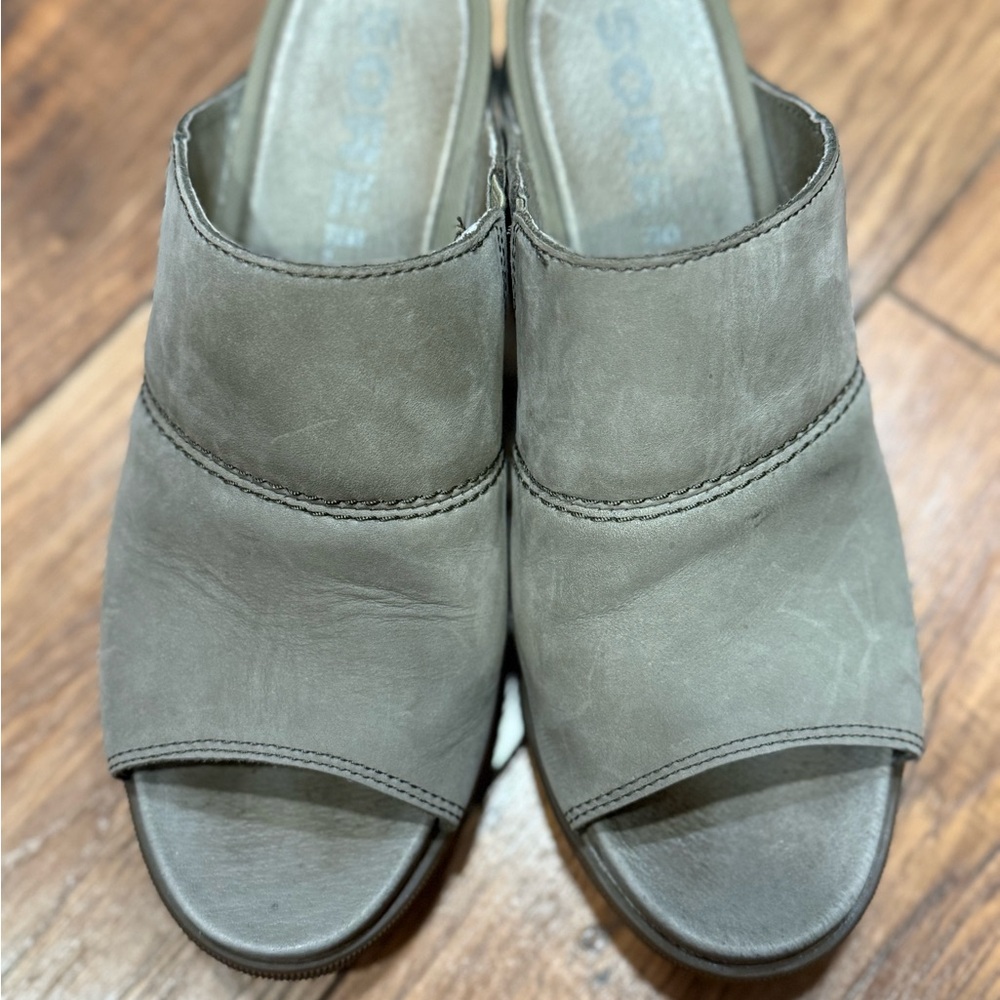 Sorel Gray Open-Toe Slide Mules